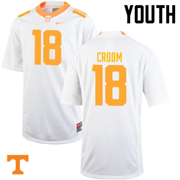 Youth #18 Jason Croom Tennessee Volunteers College Football Jerseys-White
